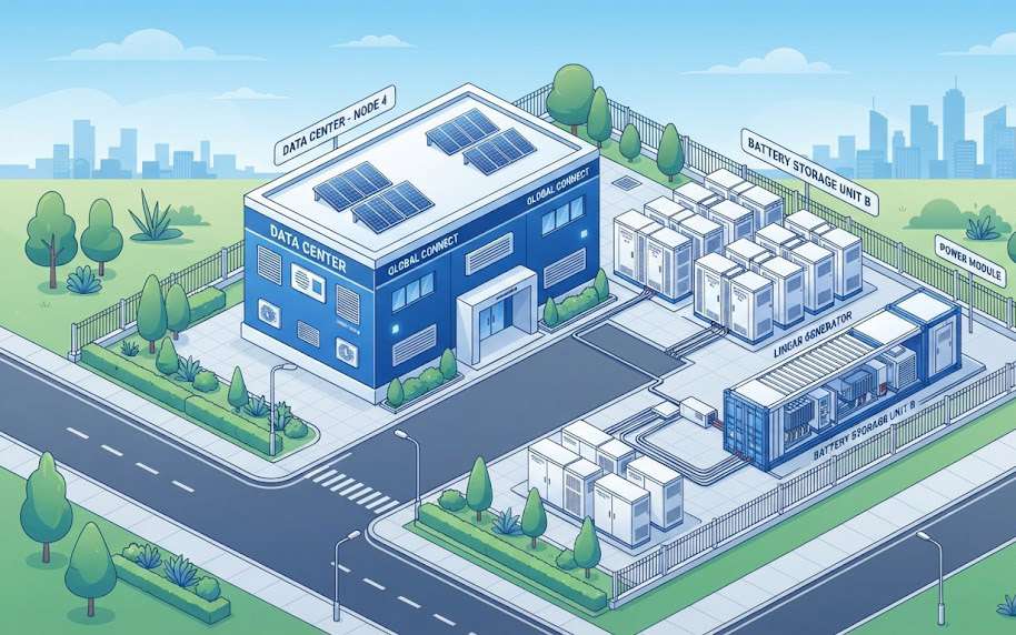 How Battery Energy Storage for Data Centers Combined with Linear Generators Cuts Costs and Eases Grid Pressure
